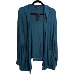 Torrid Hooded Cardigan Womens 2X Legion Blue Hacci Open Front Sweater NWT